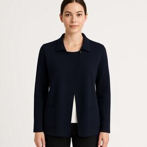 OPTIMUM black merino wool wrap collared cardigan size xs made in New Zealand